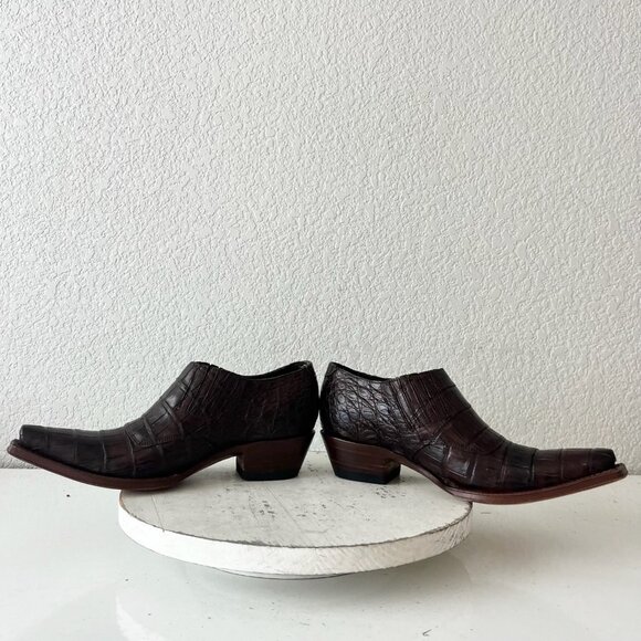 Rod Patrick Womens Brown Loafers 8.5 Caiman Leather Western Boots Slip On Shoes - Picture 7 of 11